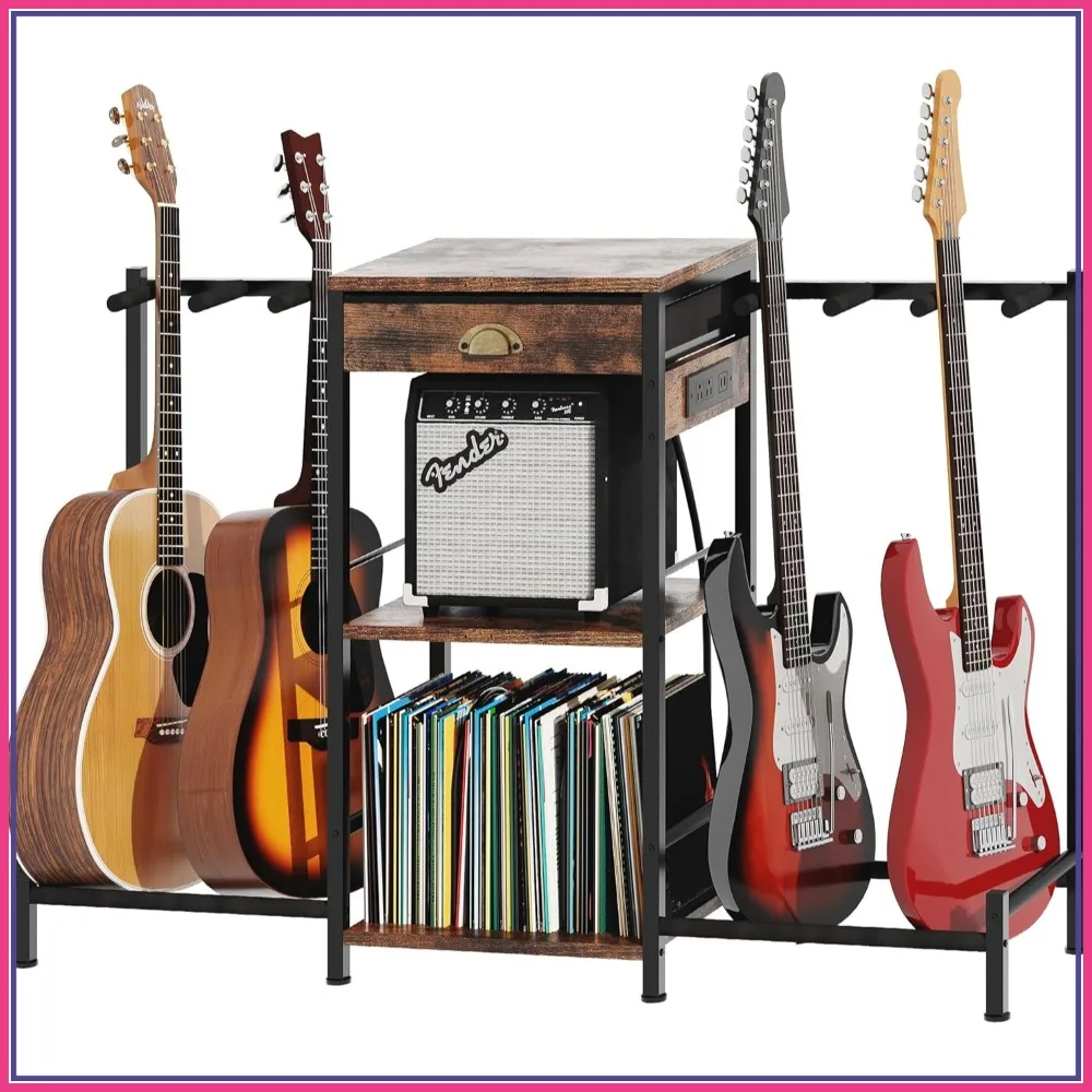 6-Guitar Floor Stand with Charging Station & 3-Tier Storage, Amp Stand & Cloth Drawer, Rubber Protected, Heavy Duty Metal Frame
6-Guitar Floor Stand with Charging Station & 3-Tier Storage, Amp Stand & Cloth Drawer, Rubber Protected, Heavy Duty Metal Frame