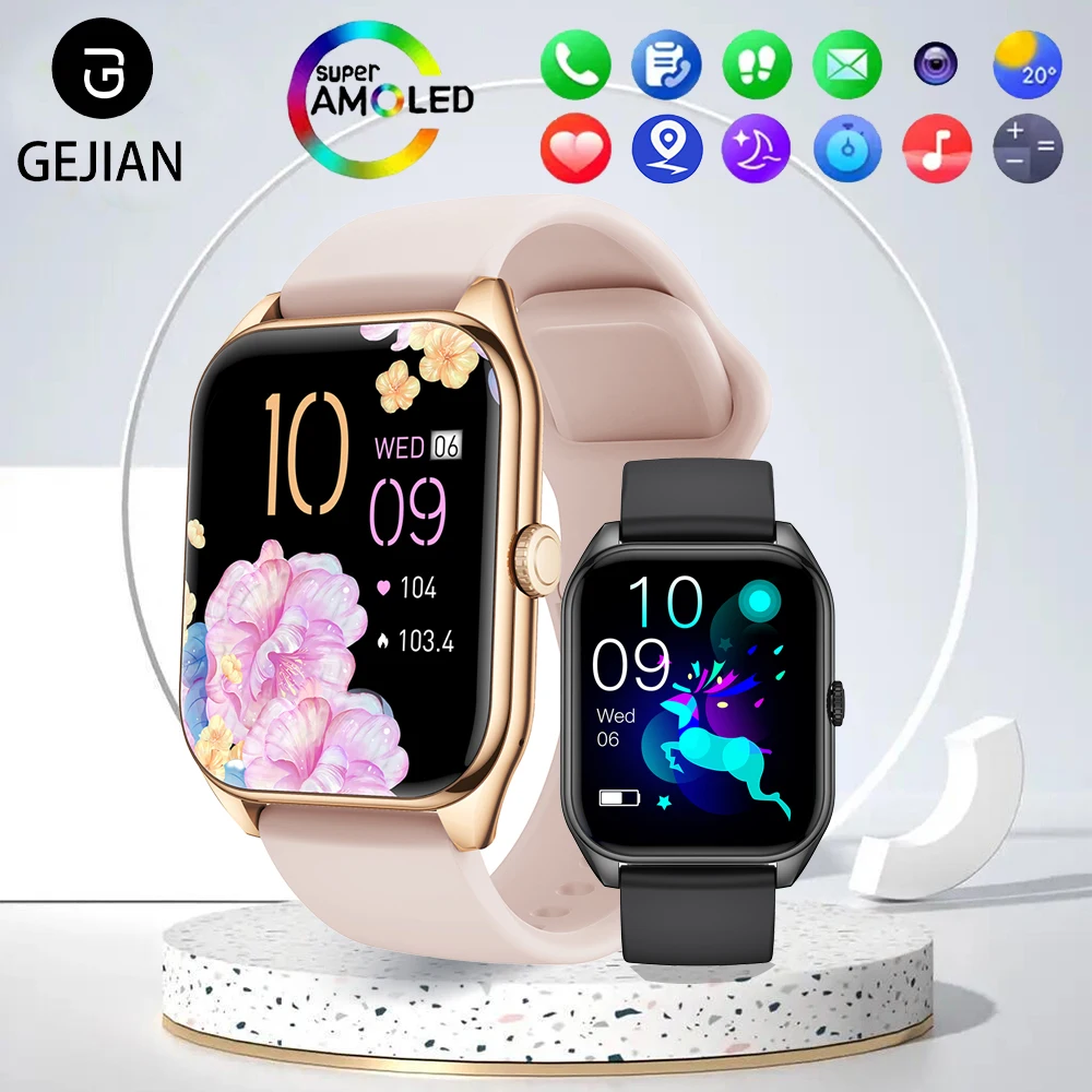 GEJIAN 2025 Smart Watch 1.955 Inch Full Touch Screen Bluetooth Heart Rate Blood Pressure Monitoring Waterproof Smartwatch Female
GEJIAN 2025 Smart Watch 1.955 Inch Full Touch Screen Bluetooth Heart Rate Blood Pressure Monitoring Waterproof Smartwatch Female