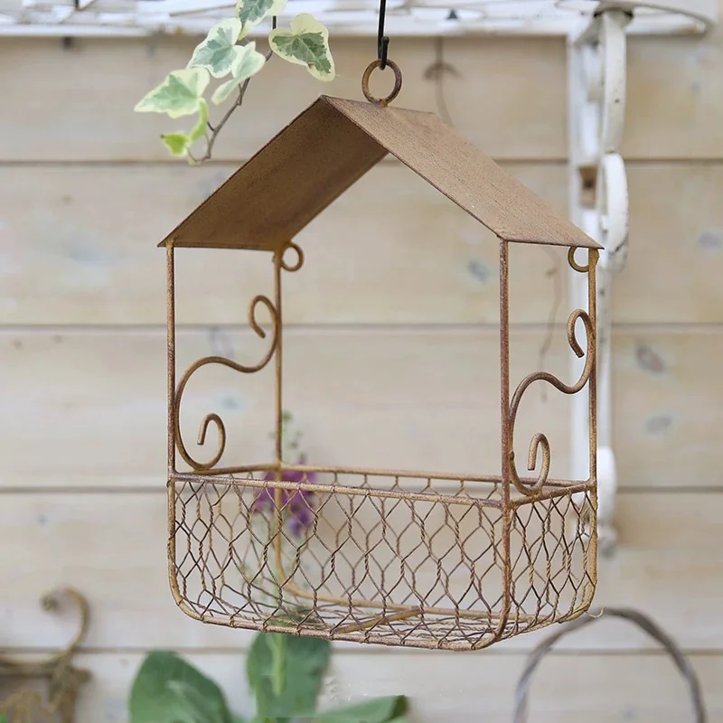 Vintage Iron House Planter, Rustic Metal Mesh Hanging Basket with Roof Design, 21.5x21x11cm, Bronze Finish, Garden Decor
Vintage Iron House Planter, Rustic Metal Mesh Hanging Basket with Roof Design, 21.5x21x11cm, Bronze Finish, Garden Decor