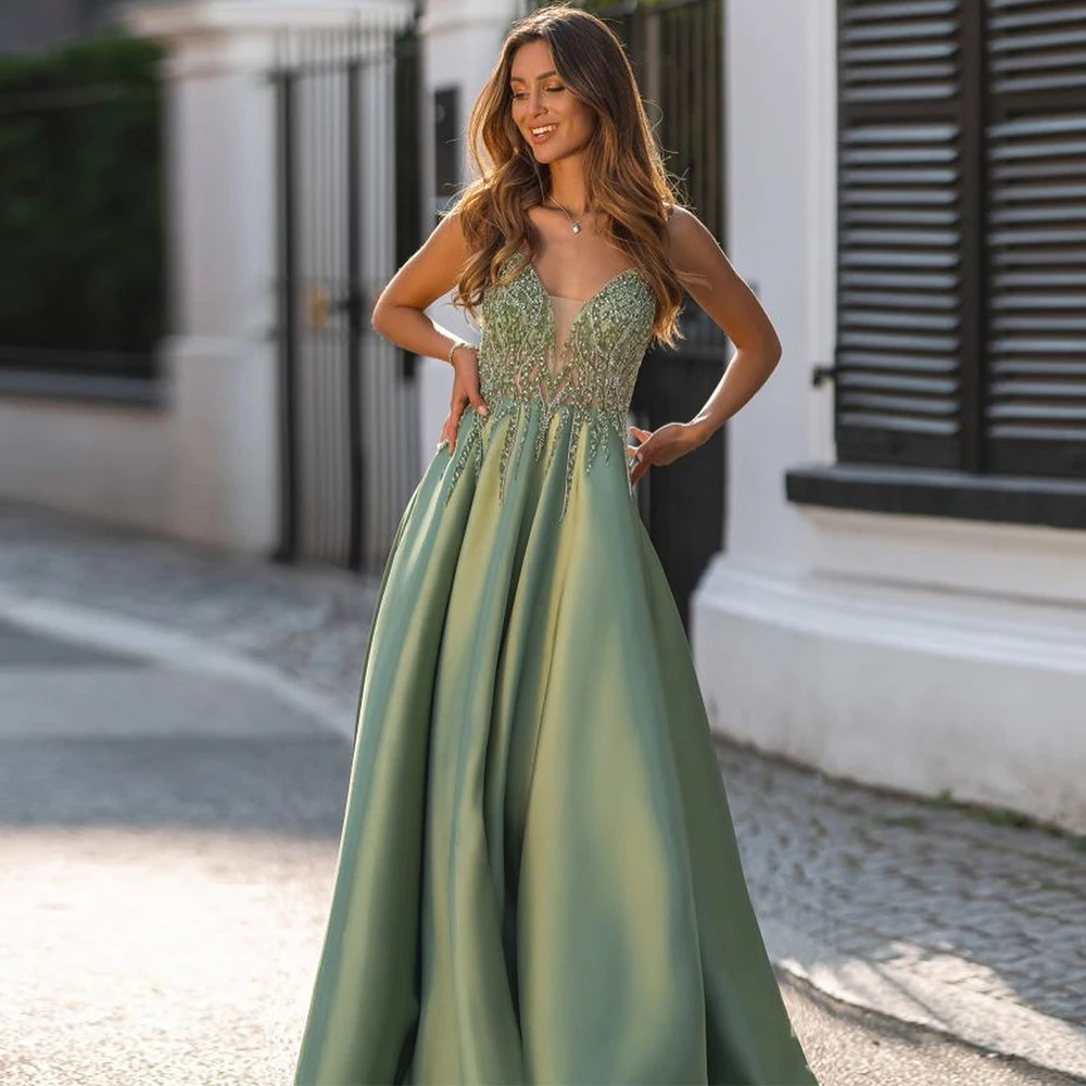 Sexy Dresses for Special Events Satin A-line Prom Dress Green Spaghetti Strap Beads Ruched Criss-Cross Backless Party Dress Long
Sexy Dresses for Special Events Satin A-line Prom Dress Green Spaghetti Strap Beads Ruched Criss-Cross Backless Party Dress Long