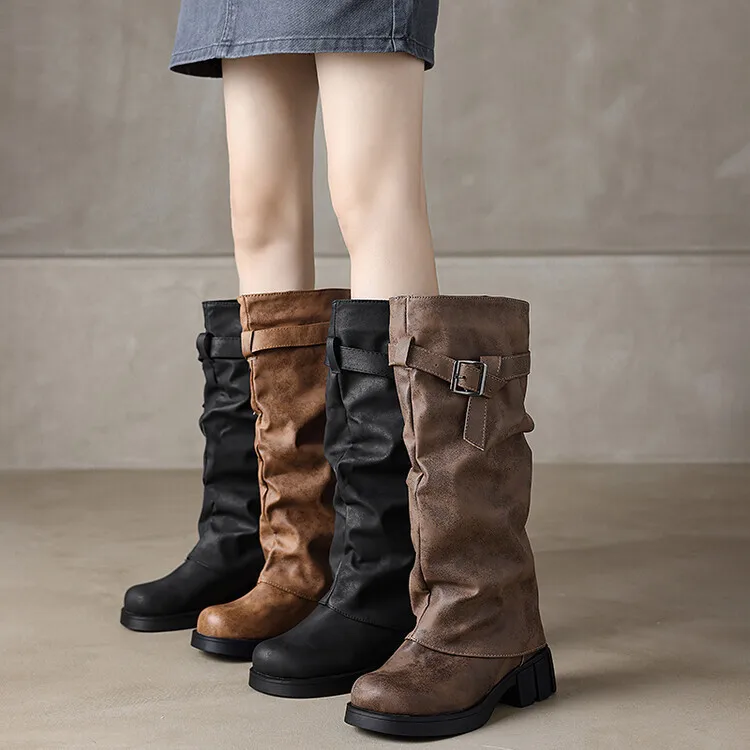 Woman Boots Knee High Platform Chunky Heels Trend Punk Gothic New Rock Leather Fashion Women's Shoes Motorcycle Footwear 
Woman Boots Knee High Platform Chunky Heels Trend Punk Gothic New Rock Leather Fashion Women's Shoes Motorcycle Footwear