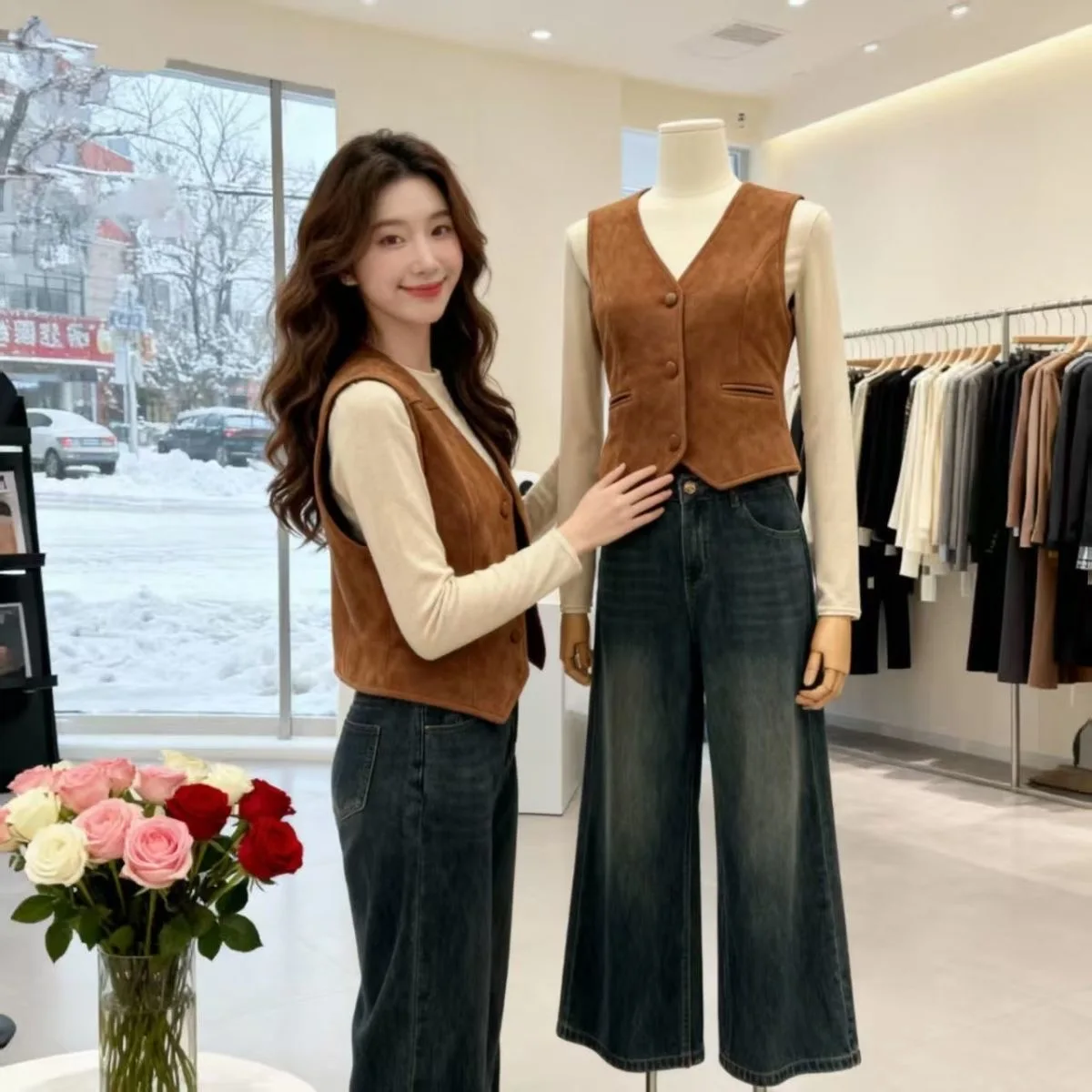 Женский замшевый жилет Slim Fit: модная верхняя одежда для многослойных образов, V-образный вырез, однотонный, для повседневной носки, осень-зима
Женский замшевый жилет Slim Fit: модная верхняя одежда для многослойных образов, V-образный вырез, однотонный, для повседневной носки, осень-зима