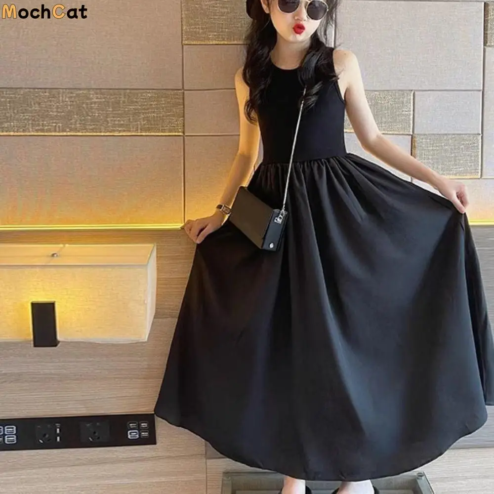 Casual Black Girl Princess Dress Loose Ins Style Teenagers Shirt Dress Solid Color Sweet Children Sleeveless Dresses Summer
Casual Black Girl Princess Dress Loose Ins Style Teenagers Shirt Dress Solid Color Sweet Children Sleeveless Dresses Summer