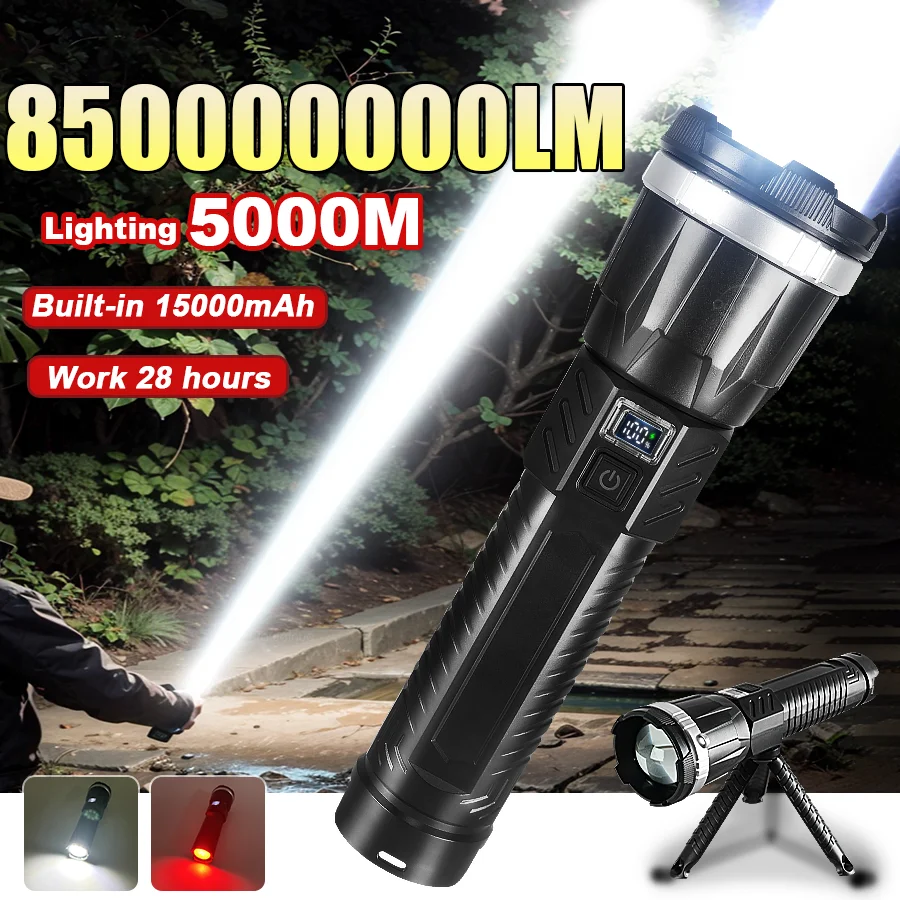 850000000LM High Power LED Flashlight Strong Light Tactical Torch Rechargeable Powerful Portable Lamp Hunting Camping Lantern
850000000LM High Power LED Flashlight Strong Light Tactical Torch Rechargeable Powerful Portable Lamp Hunting Camping Lantern