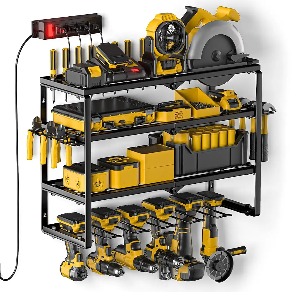 Power Tool Organizer Wall Mount With Charging Station, 8 Drill Holders And 4 Layers Garage Organization, Tool Battery Holde
Power Tool Organizer Wall Mount With Charging Station, 8 Drill Holders And 4 Layers Garage Organization, Tool Battery Holde