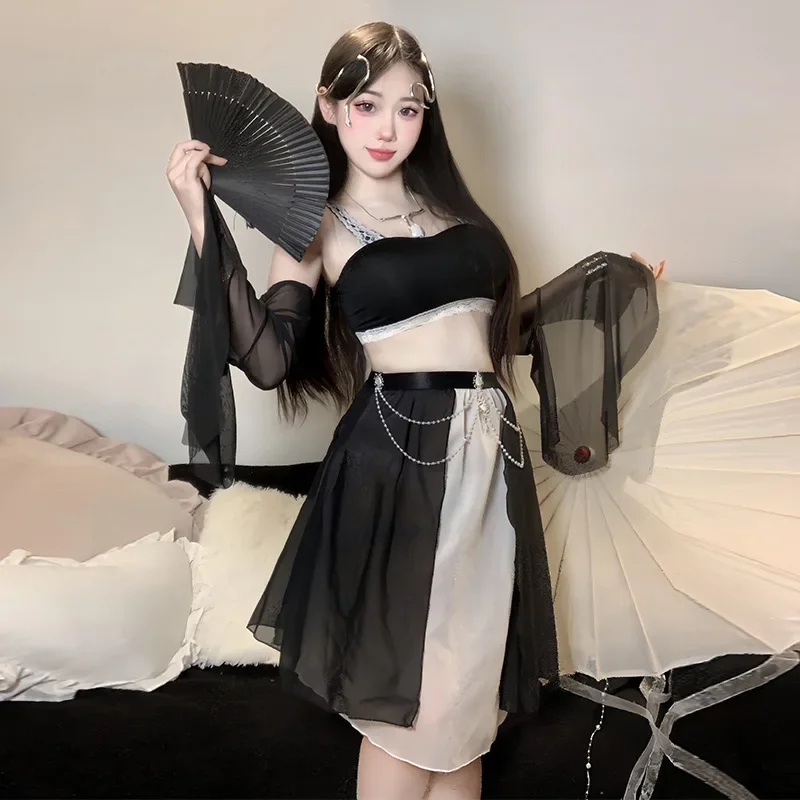 Ancient Style Hanfu Set Perspective Lingerie Pure Desire Passionate Nightgown Sexy Retro Dancer Chinese Traditional Costumes New
Ancient Style Hanfu Set Perspective Lingerie Pure Desire Passionate Nightgown Sexy Retro Dancer Chinese Traditional Costumes New