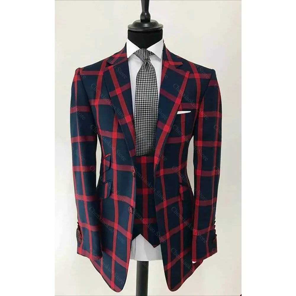 Plaid Men Suits Formal Notched Lapel Single Breasted Tuxedos Slim Casual Business Party Prom Custom Made 3 Piece Male Suit
Plaid Men Suits Formal Notched Lapel Single Breasted Tuxedos Slim Casual Business Party Prom Custom Made 3 Piece Male Suit