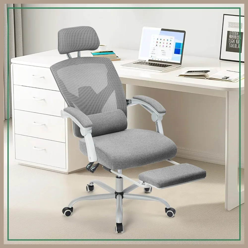 Ergonomic High-Back Mesh Office Chair with Footrest, Lumbar Support, Swivel Wheels, Comfy Arms for Home Study
Ergonomic High-Back Mesh Office Chair with Footrest, Lumbar Support, Swivel Wheels, Comfy Arms for Home Study