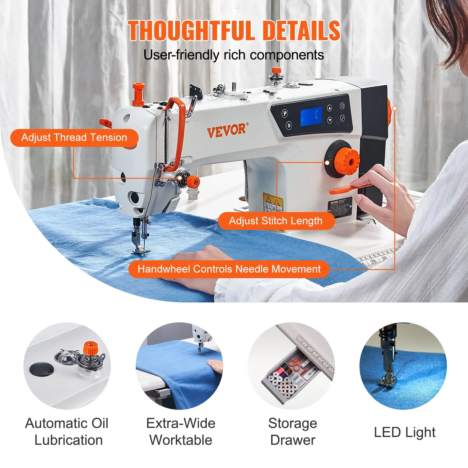 Industrial Sewing Machine, Upgraded 550W Servo Motor With Table Stand, 5000s.p.m Heavy Duty Lockstitch Sewing Machine, High
Industrial Sewing Machine, Upgraded 550W Servo Motor With Table Stand, 5000s.p.m Heavy Duty Lockstitch Sewing Machine, High