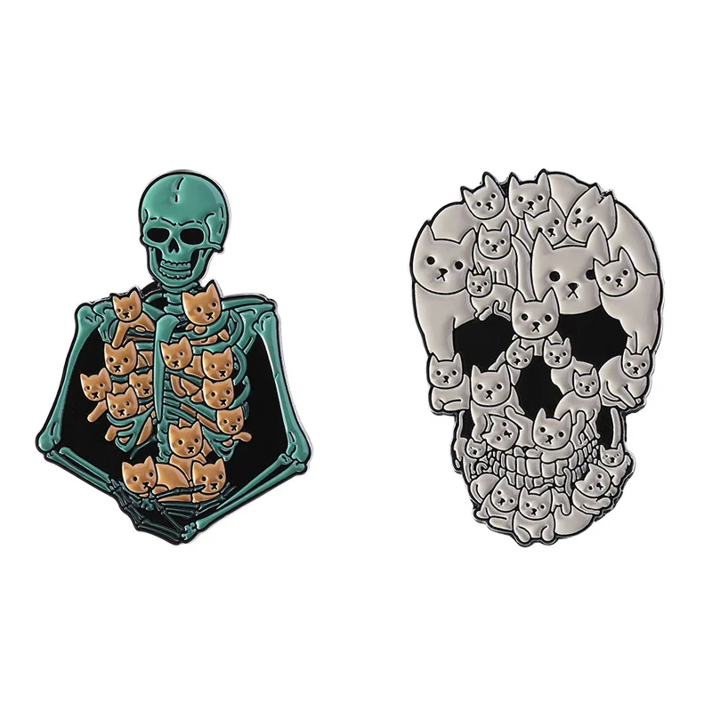 Cute cat skull shaped brooch Horror Halloween Accessories Alloy drip oil Animal Brooches Lapel Badges Gift for Kids & Friends
Cute cat skull shaped brooch Horror Halloween Accessories Alloy drip oil Animal Brooches Lapel Badges Gift for Kids & Friends