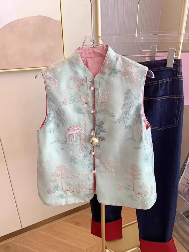 Elegant New Chinese Style Embroidered Pearl Button Women's Vest Top Summer High End Vintage Feel Jacket Suits Blouse
Elegant New Chinese Style Embroidered Pearl Button Women's Vest Top Summer High End Vintage Feel Jacket Suits Blouse