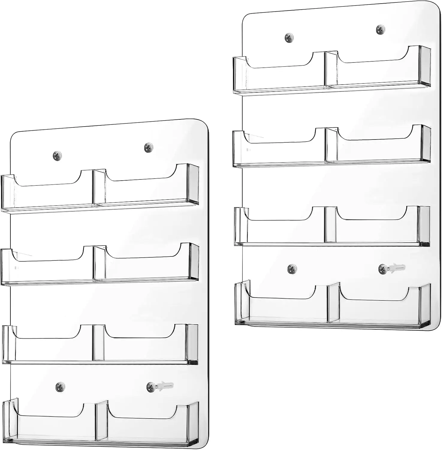 Clear Acrylic Business Card Holder Wall Mount, 2 Pack, 16 Pockets, Pre-Drilled
Clear Acrylic Business Card Holder Wall Mount, 2 Pack, 16 Pockets, Pre-Drilled