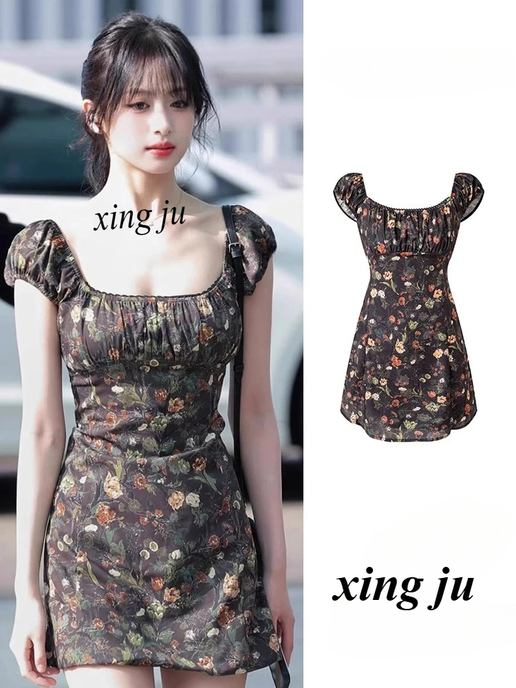 Kpop Korean Singer Jazz Dance Square-Neck Puffed Sleeve Retro Floral Short Dress Women Nightclub DJ Stage Performance Costume
Kpop Korean Singer Jazz Dance Square-Neck Puffed Sleeve Retro Floral Short Dress Women Nightclub DJ Stage Performance Costume