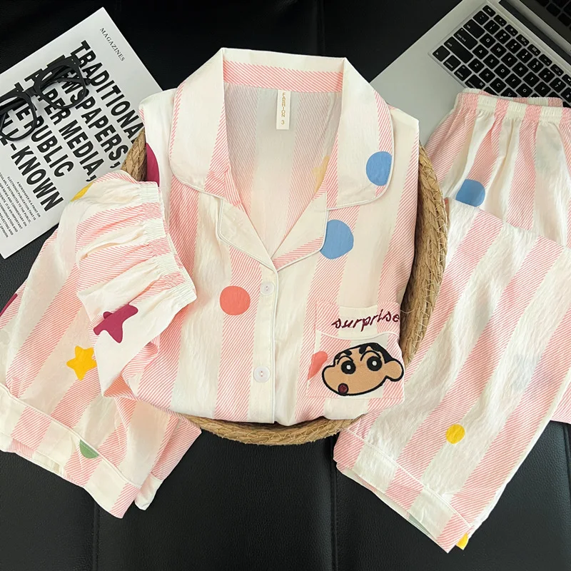 3Pcs Cartoon Women Crayon Shin-Chan Pajama Spring Summer Short Sleeves Shorts Long Pants Comfort Anime Fashion Home Clothing New
3Pcs Cartoon Women Crayon Shin-Chan Pajama Spring Summer Short Sleeves Shorts Long Pants Comfort Anime Fashion Home Clothing New