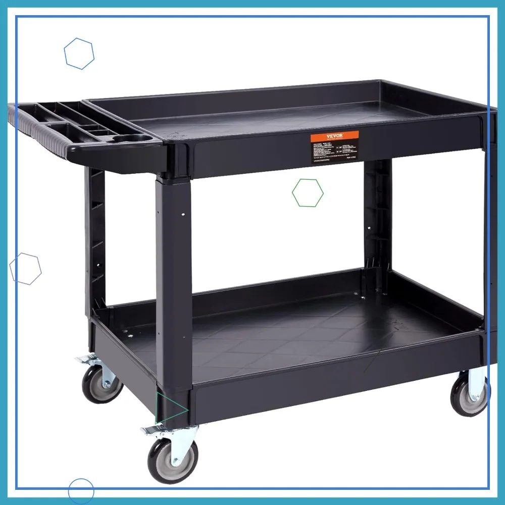 Heavy Duty Rolling Utility Cart with 2 Shelves, 550LBS Capacity, Locking Wheels for Warehouse Garage Cleaning
Heavy Duty Rolling Utility Cart with 2 Shelves, 550LBS Capacity, Locking Wheels for Warehouse Garage Cleaning
