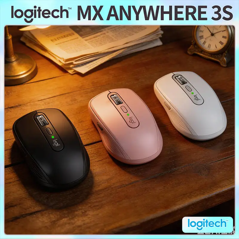 Logitech MX Anywhere 3S Ergonomic Mouse - 8000 DPI, MagSpeed Scroll, Silent Click, Office Use for Campus Daily Work