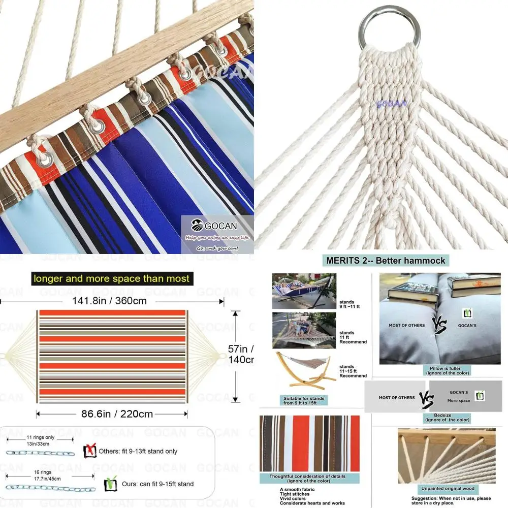 Durable Double Hammock with Quilted Fabric and Spreader Bars for Enhanced Comfort - Ideal for Outdoor and Indoor Use
Durable Double Hammock with Quilted Fabric and Spreader Bars for Enhanced Comfort - Ideal for Outdoor and Indoor Use