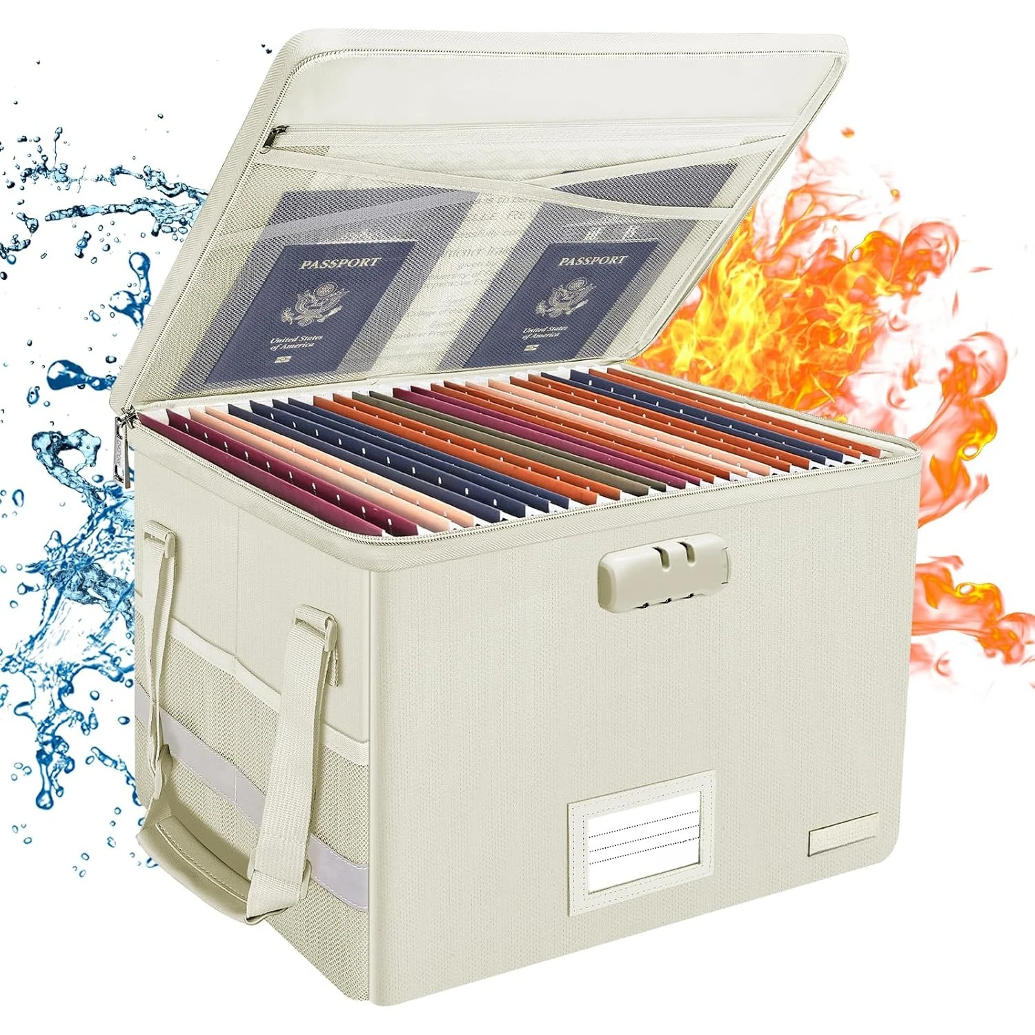 File Box with Lock, Fireproof Document Box with Zipper Lid, Collapsible File Storage Organizer Filing Cabinet with Handles,Beige
File Box with Lock, Fireproof Document Box with Zipper Lid, Collapsible File Storage Organizer Filing Cabinet with Handles,Beige