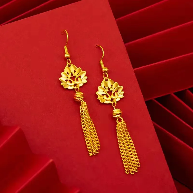 High Quality Gold Womens 24K Earrings Wedding Peacock Tassel AU999 Pure Gold Earrings Luxury Quality Jewelry
High Quality Gold Womens 24K Earrings Wedding Peacock Tassel AU999 Pure Gold Earrings Luxury Quality Jewelry