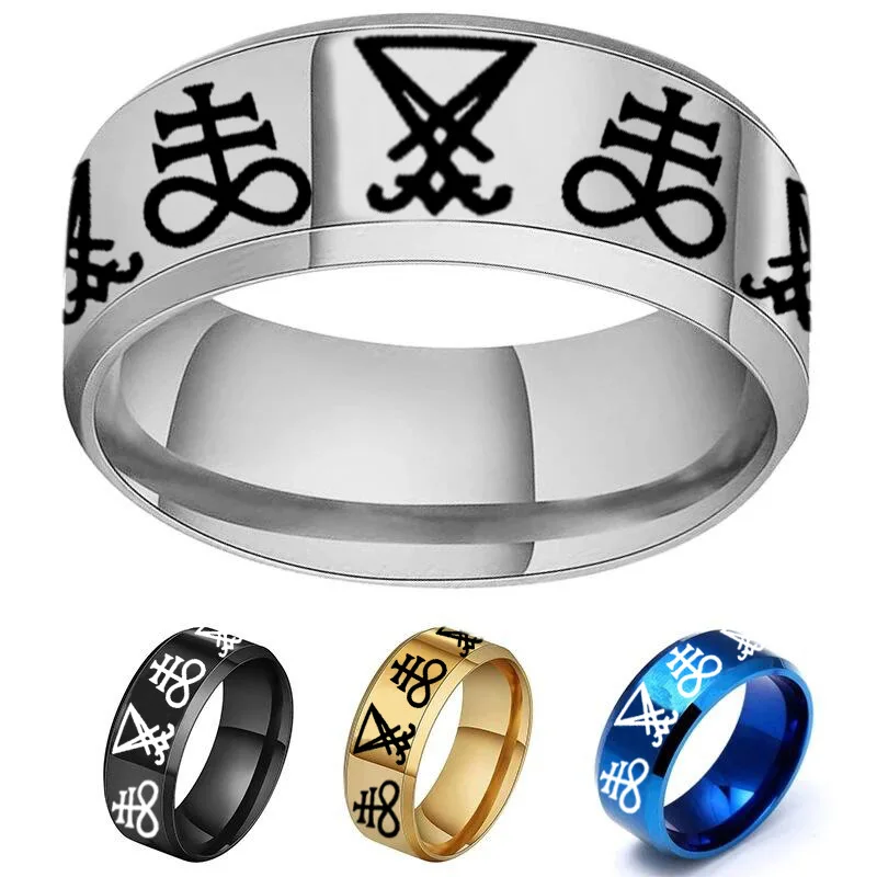 BAECYT 8mm Stainless Steel Signet Finger Rings Sigil Of Lucifer Satan Seal Ring Gothic Biker Punk Silver Color Men Jewelry Gift 
BAECYT 8mm Stainless Steel Signet Finger Rings Sigil Of Lucifer Satan Seal Ring Gothic Biker Punk Silver Color Men Jewelry Gift