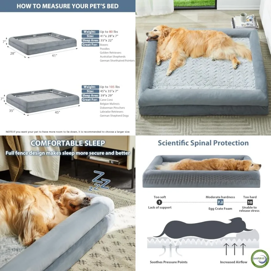 XL Extra Large Dog Bed, Washable Dog Couch with Removable Waterproof Cover, Orthopedic Large Pet Sofa Bed with Bolster Sides fo
XL Extra Large Dog Bed, Washable Dog Couch with Removable Waterproof Cover, Orthopedic Large Pet Sofa Bed with Bolster Sides fo