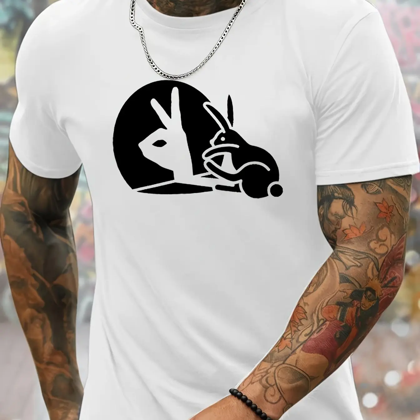 Men's Summer 100 Cotton Fashionable Casual Loose Rabbit And Victory Gesture Graphic Printed Round Neck Short Sleeved T-shirt Top
Men's Summer 100 Cotton Fashionable Casual Loose Rabbit And Victory Gesture Graphic Printed Round Neck Short Sleeved T-shirt Top