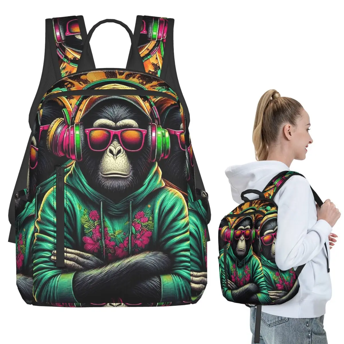Three Monkeys With Vibrant Paint Splashes Backpack Student BookBag Children School Bag Computer Shoulder Bags Men Women
Three Monkeys With Vibrant Paint Splashes Backpack Student BookBag Children School Bag Computer Shoulder Bags Men Women