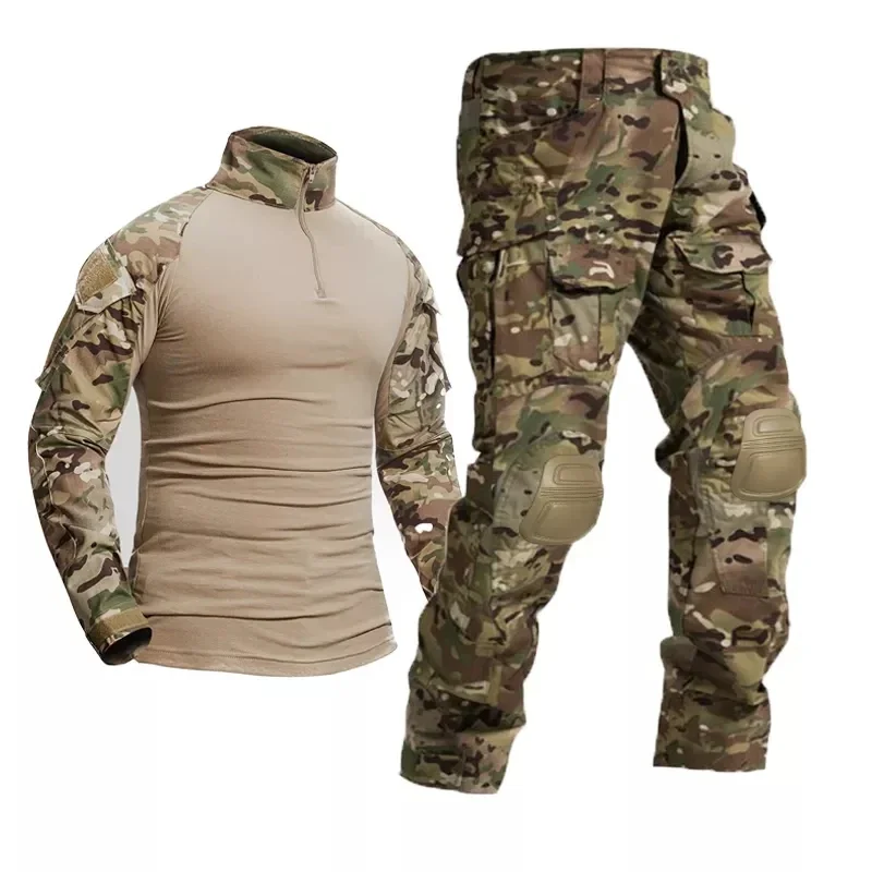 Outdoor Sports Training Clothing Hunting Climbing Uniform Tactical Hiking Camouflage Shirts+Cargo Pants Elbow Knee Pads
Outdoor Sports Training Clothing Hunting Climbing Uniform Tactical Hiking Camouflage Shirts+Cargo Pants Elbow Knee Pads
