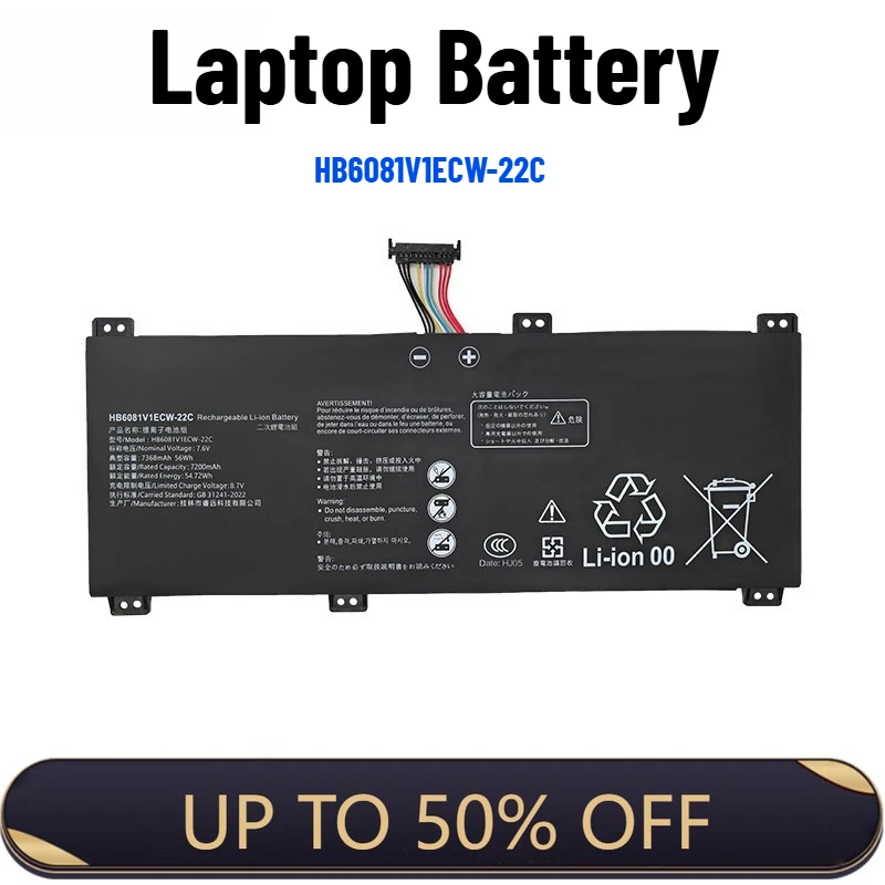 Brand New Laptop Battery for Huawei HLYL-WFP9 HLYL-WFQ9 HB6081V1ECW-22C
Brand New Laptop Battery for Huawei HLYL-WFP9 HLYL-WFQ9 HB6081V1ECW-22C