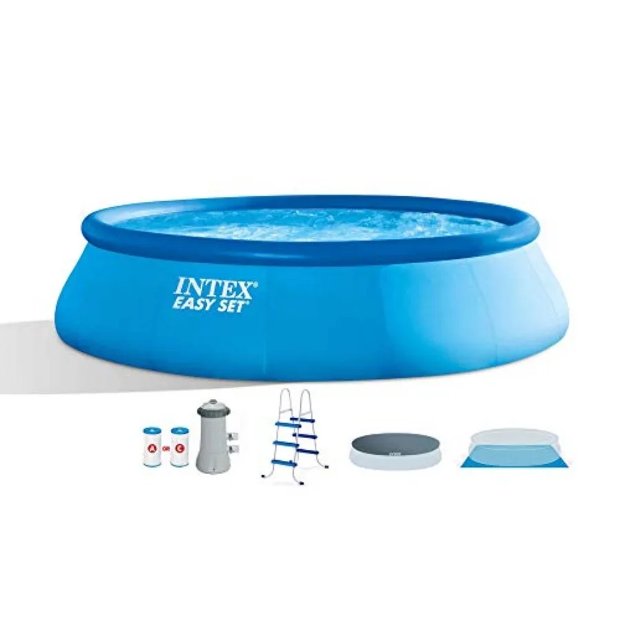 Inflatable Easy Set Above Ground Round Swimming Pool Outdoor Pool Set for Backyards with 15' Round Cover, Ladder, Filter Pump
Inflatable Easy Set Above Ground Round Swimming Pool Outdoor Pool Set for Backyards with 15' Round Cover, Ladder, Filter Pump