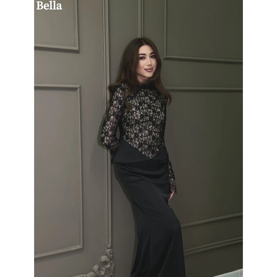 Bella Customized Black Lace Elegant High Neck Prom Dresses Slim-Fit Mermaid vestidos de noche Long Sleeve Formal Evening 2026
Bella Customized Black Lace Elegant High Neck Prom Dresses Slim-Fit Mermaid vestidos de noche Long Sleeve Formal Evening 2026