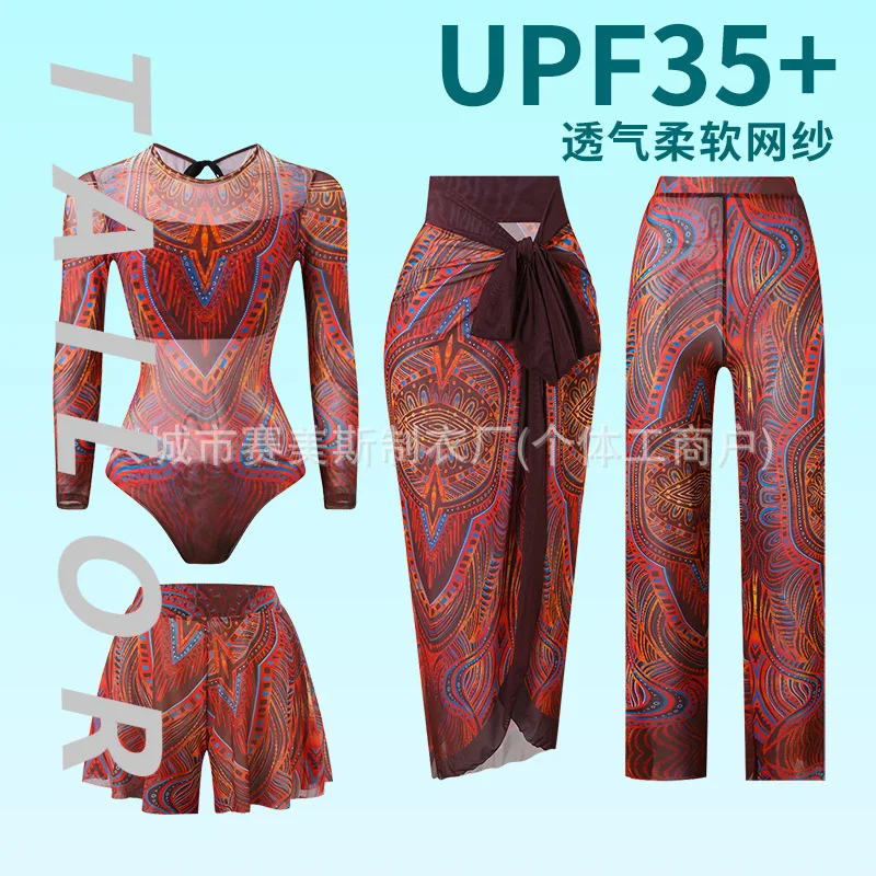 2025 new Купальник one-piece long-sleeved sunscreen swimsuit four-piece mesh trousers Russian swimsuit women
2025 new Купальник one-piece long-sleeved sunscreen swimsuit four-piece mesh trousers Russian swimsuit women