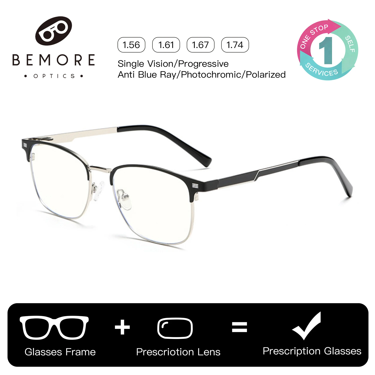 BEMORE Square Alloy Clip on Prescription Eyewear Men Polarized UV400 Magnetic Optical Male Reading Sunscreen Eyeglasses
BEMORE Square Alloy Clip on Prescription Eyewear Men Polarized UV400 Magnetic Optical Male Reading Sunscreen Eyeglasses