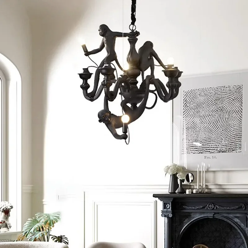 Nordic creative art climbing monkey chandeliers resin animal design LED lamp for dining living room pendant lighting home decor
Nordic creative art climbing monkey chandeliers resin animal design LED lamp for dining living room pendant lighting home decor