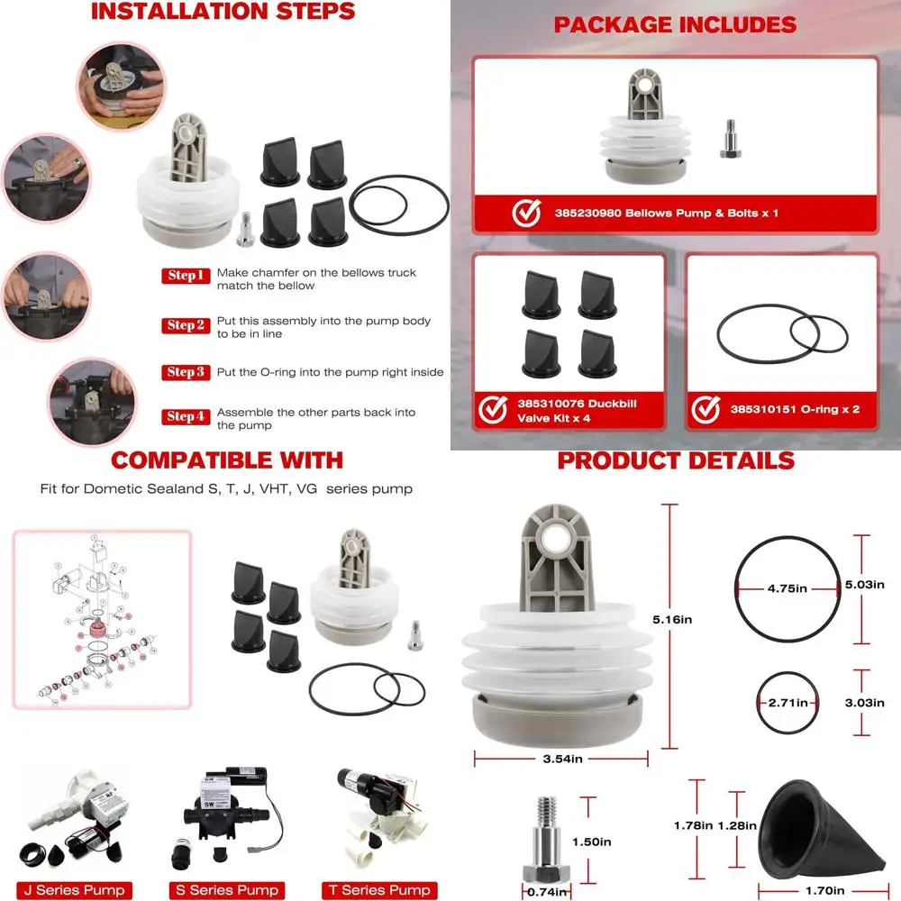 BASIKER 385230980 Комплект сильфона насоса 385310076 Комплект клапанов «утконос» (4 шт.) и комплект уплотнительных колец 385310151 (2 шт.) Замена для S, T, J seri
BASIKER 385230980 Комплект сильфона насоса 385310076 Комплект клапанов «утконос» (4 шт.) и комплект уплотнительных колец 385310151 (2 шт.) Замена для S, T, J seri