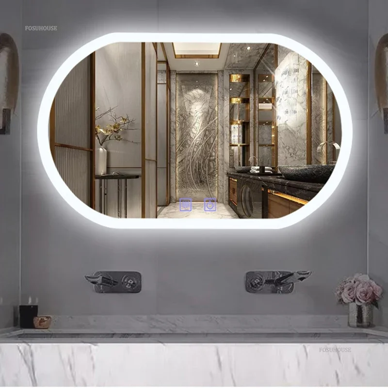 Современные умные зеркала для ванной комнаты для дома, минималистское зеркало для ванной комнаты, настенное косметическое зеркало с сенсорным экраном и светодиодной подсветкой
Современные умные зеркала для ванной комнаты для дома, минималистское зеркало для ванной комнаты, настенное косметическое зеркало с сенсорным экраном и светодиодной подсветкой