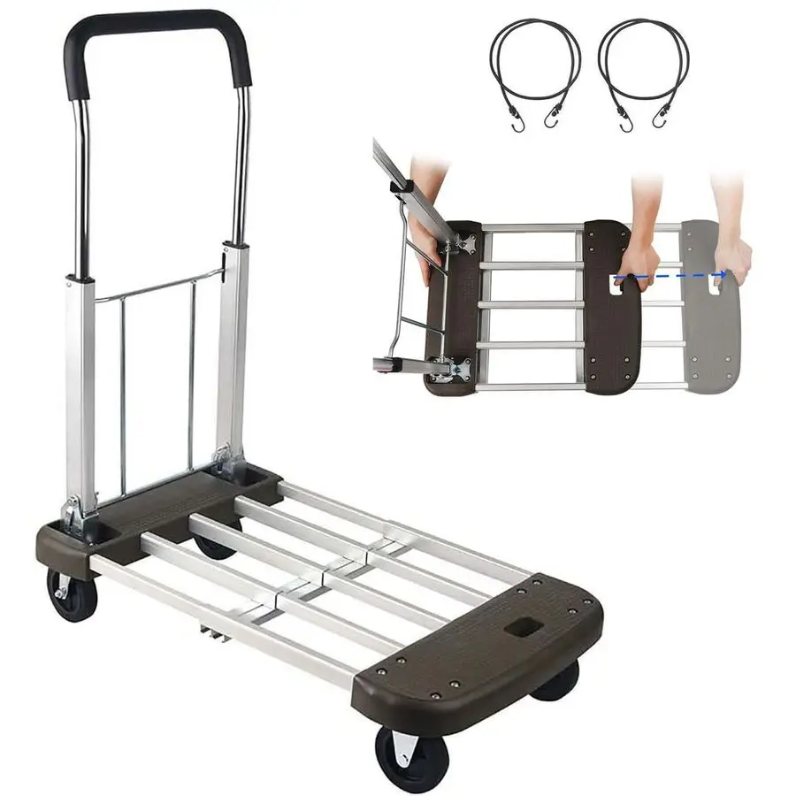 Складная тележка-платформа из алюминия с регулируемой длиной, бесшумными полиуретановыми колесами, грузоподъемностью 150 кг и 2 веревками
Складная тележка-платформа из алюминия с регулируемой длиной, бесшумными полиуретановыми колесами, грузоподъемностью 150 кг и 2 веревками