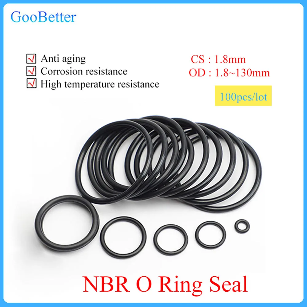 100Pcs/lot O Ring Gasket CS 1.8mm OD 1.8~130mm Black NBR Automobile Nitrile Rubber Round Corrosion Oil Resistant Sealing Washer
100Pcs/lot O Ring Gasket CS 1.8mm OD 1.8~130mm Black NBR Automobile Nitrile Rubber Round Corrosion Oil Resistant Sealing Washer