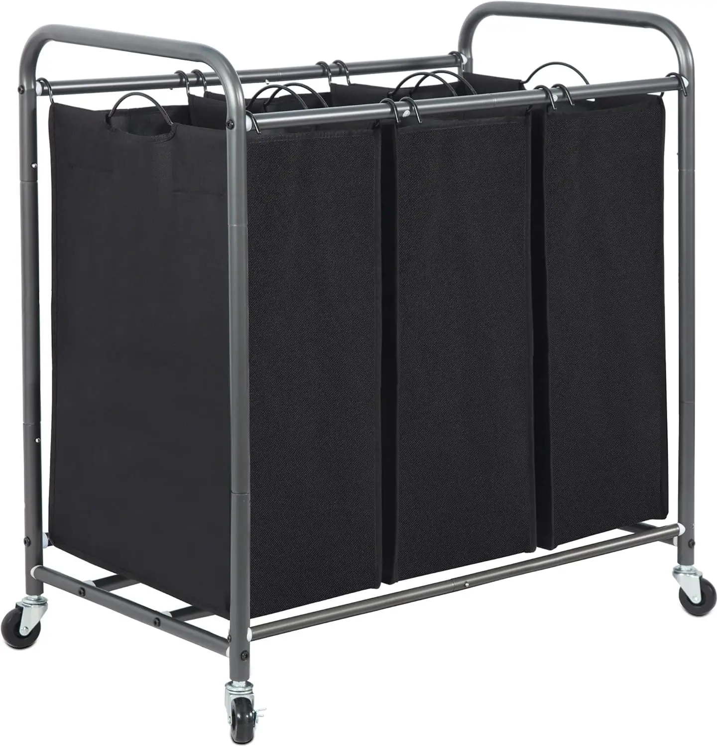3-Section Laundry Sorter Cart with Removable Bags, 35.9 Gal Rolling Hamper & Lockable Wheels, Black Clothes Organizer
3-Section Laundry Sorter Cart with Removable Bags, 35.9 Gal Rolling Hamper & Lockable Wheels, Black Clothes Organizer