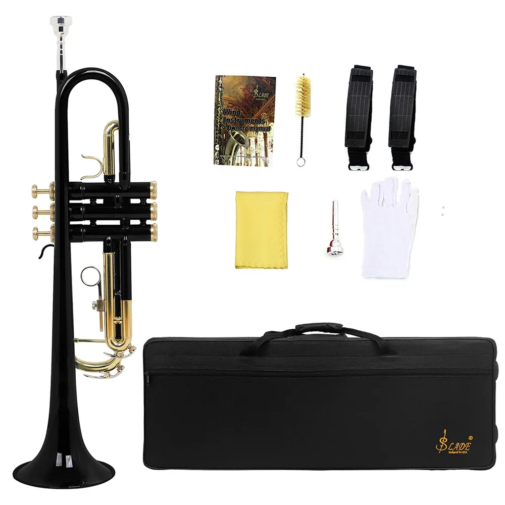 SLADE Bb Trumpet Brass Trompete Musical Trumpette with Case Mouthpiece Gloves Cleaning Cloth Strap Trumpet Accessories & Parts
SLADE Bb Trumpet Brass Trompete Musical Trumpette with Case Mouthpiece Gloves Cleaning Cloth Strap Trumpet Accessories & Parts