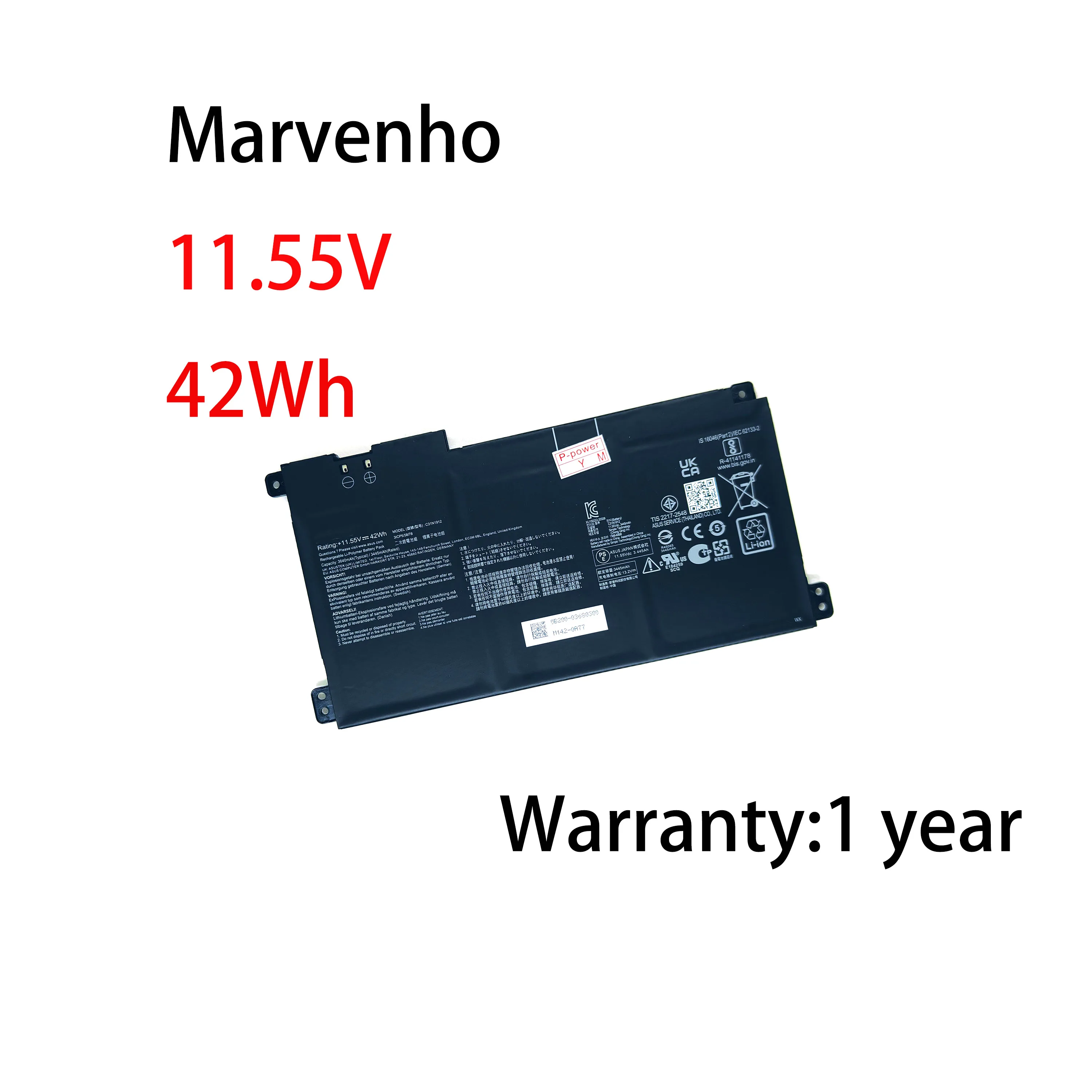 Новая батарея Marvenho 11.55V 3445mAh 42Wh C31N1912 B31N1912 для ноутбуков ASUS E410MA, VivoBook14, E410M, E510M, L410MA
Новая батарея Marvenho 11.55V 3445mAh 42Wh C31N1912 B31N1912 для ноутбуков ASUS E410MA, VivoBook14, E410M, E510M, L410MA