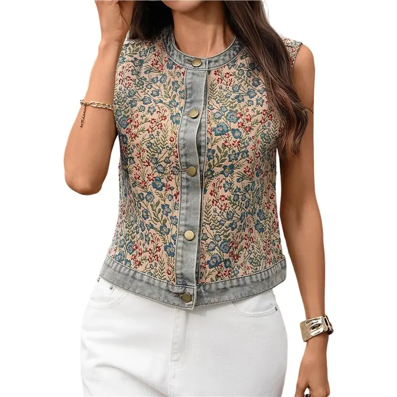CYL-Women's Denim Vest Sleeveless Jacquard Vest Round Neck Short Jacket Top
CYL-Women's Denim Vest Sleeveless Jacquard Vest Round Neck Short Jacket Top