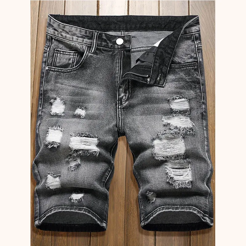 Men's denim shorts with summer frayed elastic men's casual pants slim-fit European-style shorts tight and worn-out men's pants
Men's denim shorts with summer frayed elastic men's casual pants slim-fit European-style shorts tight and worn-out men's pants