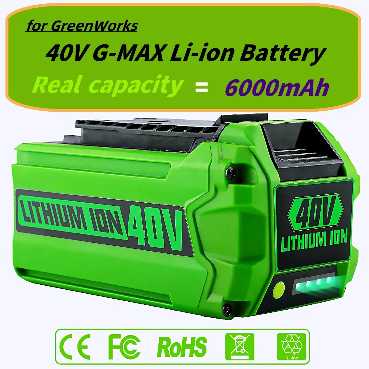 For Greenworks 40V Batteries 6Ah GreenWorks G-MAX Li-ion Battery Manufacturer Replacement Battery for Lawn Mower Power Tools
For Greenworks 40V Batteries 6Ah GreenWorks G-MAX Li-ion Battery Manufacturer Replacement Battery for Lawn Mower Power Tools