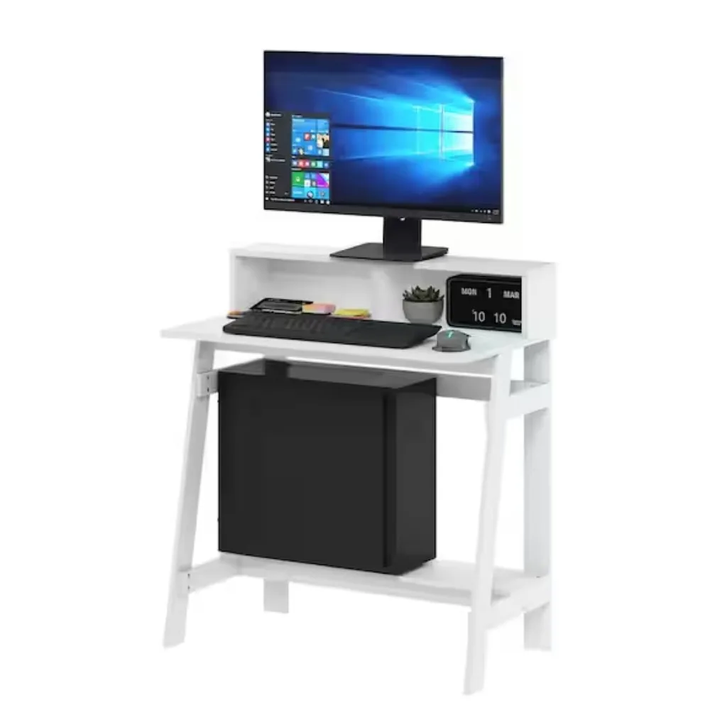 32 in. Rectangular Oak Gary/Black Computer Desk with Hutch; It has a built-in desk hutch to serve as stationery storage.
32 in. Rectangular Oak Gary/Black Computer Desk with Hutch; It has a built-in desk hutch to serve as stationery storage.