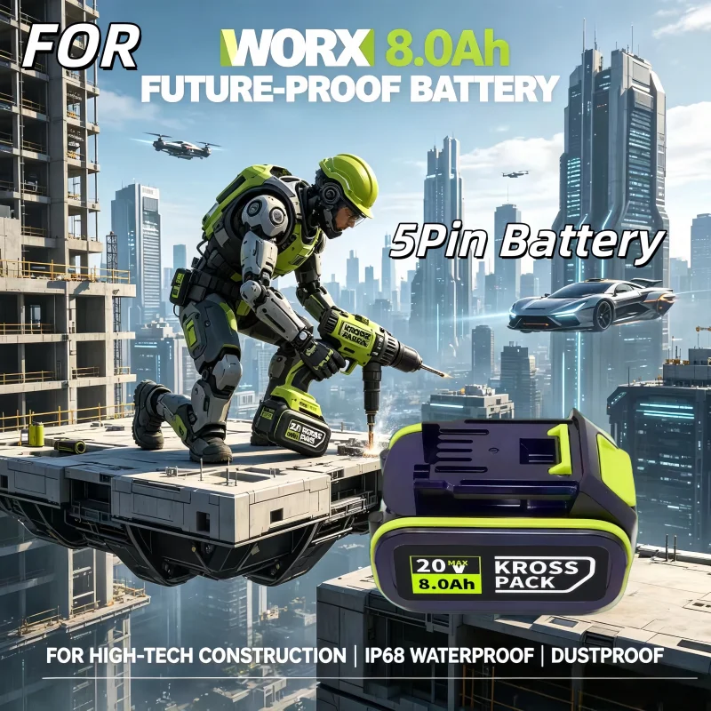 High Capacity 24V 8.0Ah Li-ion Rechargeable Battery Durable Tool Battery Compatible with WORX WA3551 WA3553 WA3641 WX373
High Capacity 24V 8.0Ah Li-ion Rechargeable Battery Durable Tool Battery Compatible with WORX WA3551 WA3553 WA3641 WX373