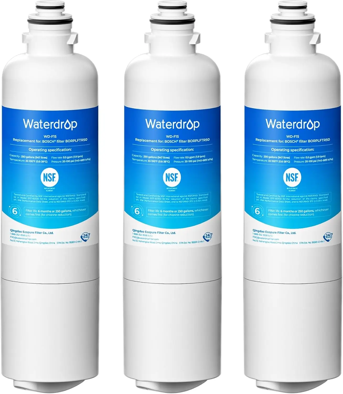 3-Pack Refrigerator Water Filter, Compatible with Bosch, Thermador, Ultra Clarity Pro, Replaces BORPLFTR50, BORPLFTR55, 11025825, 12033030
3-Pack Refrigerator Water Filter, Compatible with Bosch, Thermador, Ultra Clarity Pro, Replaces BORPLFTR50, BORPLFTR55, 11025825, 12033030