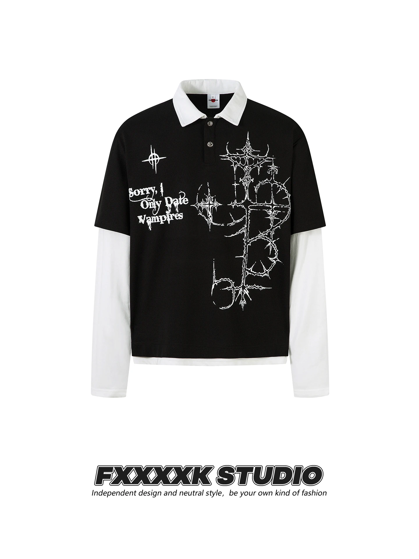 FXK Original American Trendy Brand Thorn Gothic Sle Letter Print Casual Collar Long Sve irt Wfle Pattern T-irt
FXK Original American Trendy Brand Thorn Gothic Sle Letter Print Casual Collar Long Sve irt Wfle Pattern T-irt