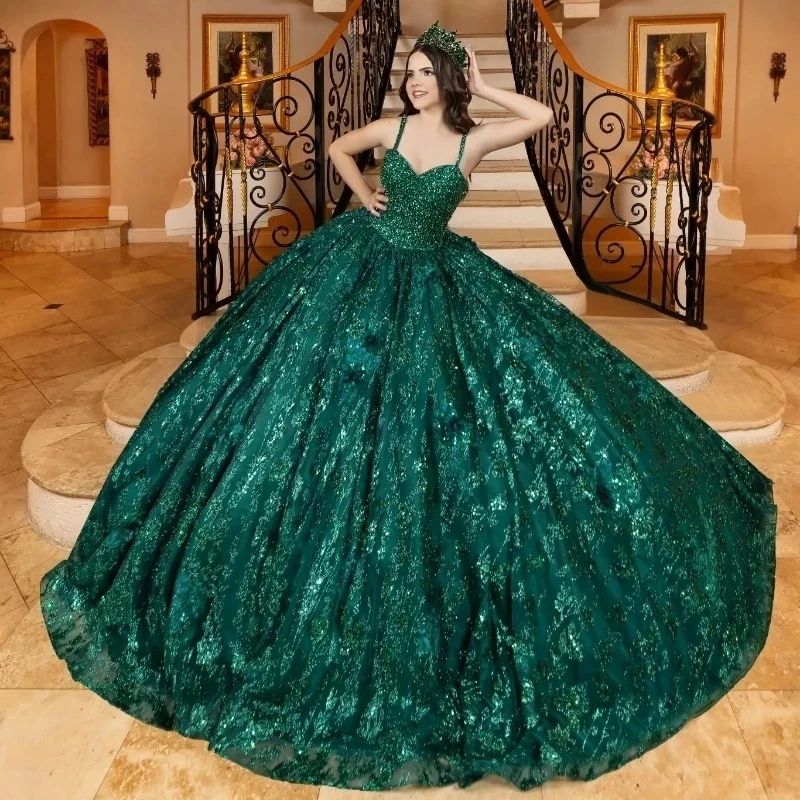 Emerald Green Shiny Quinceanera Dresses Ball Gown Sequins Applique Lace Beaded Tull Off Shoulder Party Birthday Sweet 16 Vestido
Emerald Green Shiny Quinceanera Dresses Ball Gown Sequins Applique Lace Beaded Tull Off Shoulder Party Birthday Sweet 16 Vestido