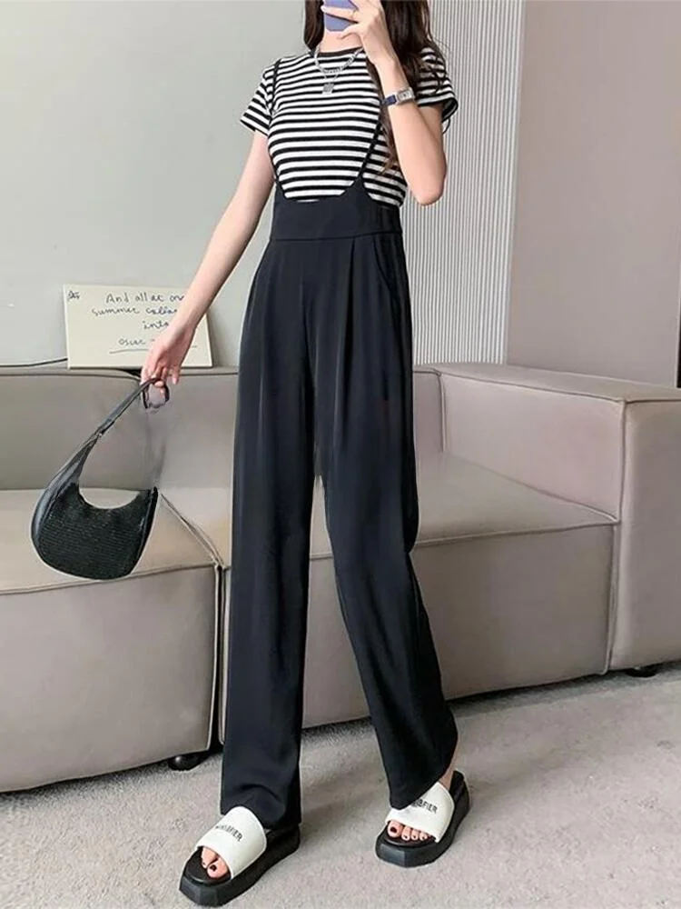 High Waist Wide Leg Overalls Women's Summer Faion Casual Pants Optical Illusion Illusory Height Gauzy Drapey Jumpsuits
High Waist Wide Leg Overalls Women's Summer Faion Casual Pants Optical Illusion Illusory Height Gauzy Drapey Jumpsuits
